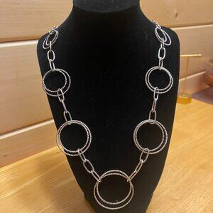 Silvertone Circle Necklace 32 inches 5/$25